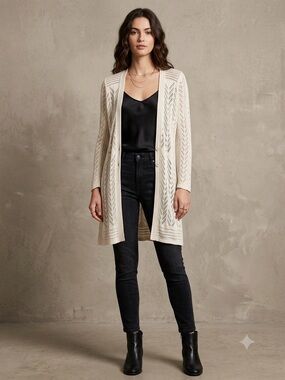Anthropologie x Guinevere Trifecta Linen Blend Boho Minimalist cardigan medium